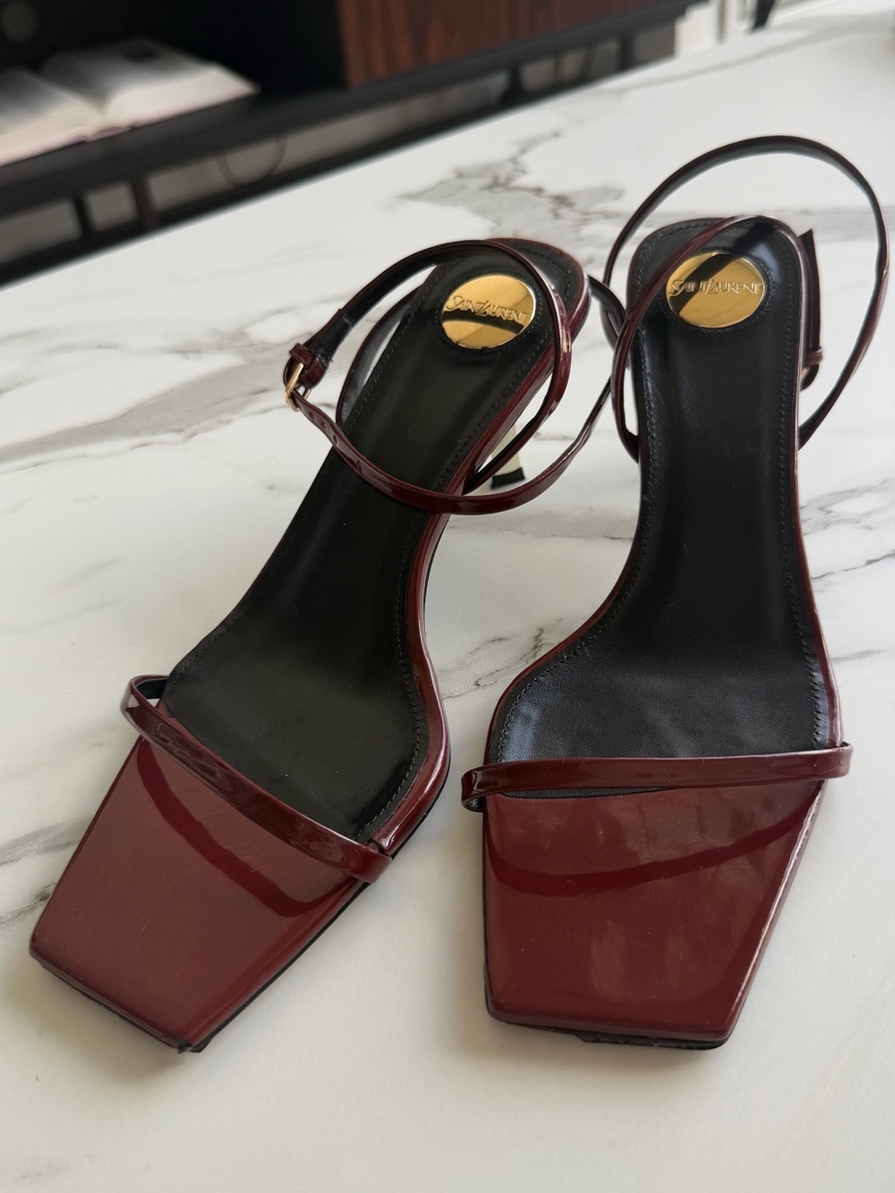 Patent Leather Lee Square-Toe Heeled Sandals size 40